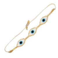 Evil Eye Jewelry Bracelet, Seedbead, with Knot Cord, Adjustable & Bohemian style & for woman, mixed colors, 7mm Approx 28 cm 