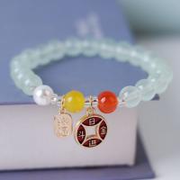 Glass Pearl Jewelry Bracelets, Glass Beads, with Zinc Alloy, plated, fashion jewelry & Unisex Approx 13-23 cm 