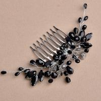 Decorative Hair Combs, Zinc Alloy, with Crystal, fashion jewelry & for woman, black 