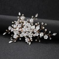 Alligator Hair Clip, Zinc Alloy, with Plastic Pearl, fashion jewelry & for woman & with rhinestone [