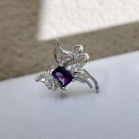 Cubic Zircon Brass Finger Ring, Butterfly, fashion jewelry & for woman & with cubic zirconia 