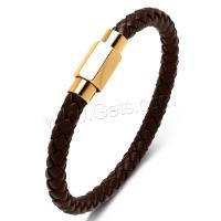 PU Leather Cord Bracelets, with 316L Stainless Steel, Vacuum Ion Plating & Unisex 6mm [