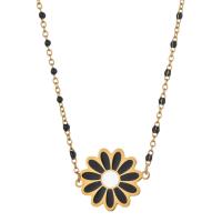 Stainless Steel Jewelry Necklace, 304 Stainless Steel, with 5cm extender chain, Flower, Vacuum Ion Plating, Bohemian style & for woman & enamel Approx 45 cm [