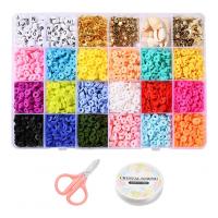 DIY Jewelry Finding Kit, Polymer Clay, with Plastic Box & Elastic Thread, 24 cells, mixed colors 