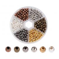 Eisen Perlen, mit Kunststoff Kasten, rund, plattiert, DIY & 6 Zellen, gemischte Farben, 4mm, Bohrung:ca. 1.5mm, ca. 948PCs/Box, verkauft von Box