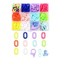 Kit de bricolage bijoux conclusion, plastique, avec Acrylique, DIY & 12 cellules, couleurs mélangées Vendu par boîte