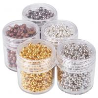 Iron Beads, with Plastic Box, Round, plated, DIY mixed colors [