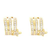 Cubic Zirconia Micro Pave Brass Earring, Star, plated, micro pave cubic zirconia & for woman [