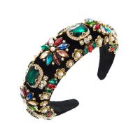 Hair Bands, Cloth, with Plastic Pearl, fashion jewelry & with rhinestone, multi-colored [