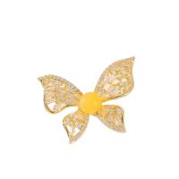 Cubic Zirconia Brooch, Brass, Butterfly, Vacuum Ion Plating, imitation beeswax & micro pave cubic zirconia & for woman, golden 