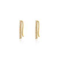 Cubic Zirconia Micro Pave Brass Earring, Letter U, 18K gold plated, micro pave cubic zirconia & for woman [