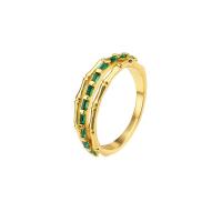 Cubic Zirconia Micro Pave Brass Finger Ring, Bamboo, plated & micro pave cubic zirconia & for woman US Ring 