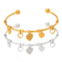 Stainless Steel Charm Bracelet, 304 Stainless Steel, Heart, Vacuum Ion Plating, for woman & hollow 60mm 