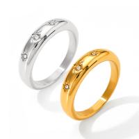 Нержавеющая сталь Rhinestone палец кольцо, Нержавеющая сталь 304, вакуумное ионное покрытие, разный размер для выбора & Женский & со стразами, Много цветов для выбора, размер:6-9, продается PC[