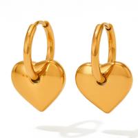 Huggie Hoop Drop Earring, 304 Stainless Steel, Heart, Vacuum Ion Plating, fashion jewelry & for woman 