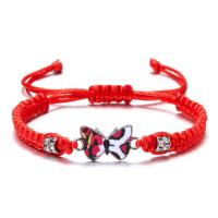 Fashion Jewelry Bracelet, Zinc Alloy, with Polyester Cord, Butterfly, plated, for woman & enamel & with rhinestone 18mm Approx 6.29-11.81 Inch 