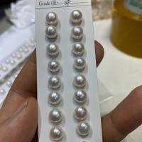Perles nacres de culture d'eau douce demi percées , perle d'eau douce cultivée, DIY & semi-foré, blanc, 7-7.5mm, Vendu par paire[