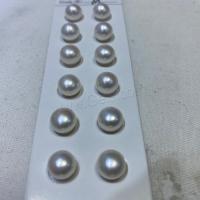 Perles nacres de culture d'eau douce demi percées , perle d'eau douce cultivée, DIY, blanc, 8-8.5mm, Vendu par paire[