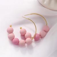 Zinc Alloy Stud Earring, with Rubber, gold color plated, fashion jewelry & for woman 45mm 