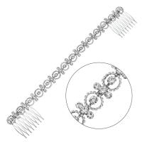 Decorative Hair Combs, Zinc Alloy, silver color plated, fashion jewelry & for woman & with rhinestone, golden [