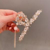 Hair Claw Clips, Zinc Alloy, with Plastic Pearl & for woman & with rhinestone 
