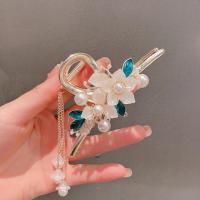 Hair Claw Clips, Zinc Alloy, with Plastic Pearl & for woman & with rhinestone, 100mm 