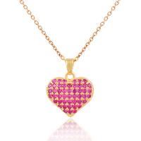 Cubic Zirconia Stainless Steel Necklace, 316 Stainless Steel, with 1.97inch extender chain, Heart, fashion jewelry & micro pave cubic zirconia & for woman, golden, 21mm Approx 15.75 Inch [