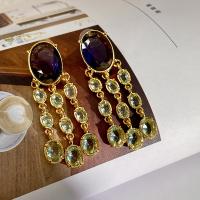 Fashion Fringe Boucles d'oreilles, alliage de zinc, bijoux de mode & pavé de micro zircon & pour femme, 60mm, Vendu par paire