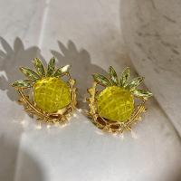 Lampwork Drop Earring, Zinc Alloy, with Lampwork, Pineapple, fashion jewelry & for woman & with rhinestone, 35mm 