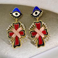 Evil Eye Earrings, Zinc Alloy, fashion jewelry & for woman & with rhinestone, 82mm [