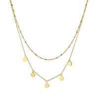 Fashion Multi Layer Necklace, 304 Stainless Steel, with 1.97inch extender chain, Double Layer & for woman & enamel, golden Approx 14.96 Inch, Approx 17.72 Inch 