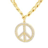 Cubic Zircon Micro Pave Brass Necklace, Peace Logo, plated, micro pave cubic zirconia & for woman 24mm Approx 45 cm [