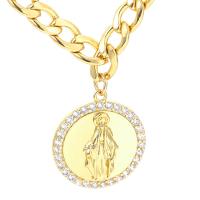 Cubic Zircon Micro Pave Brass Necklace, Virgin Mary, plated, micro pave cubic zirconia & for woman 24mm Approx 45 cm 