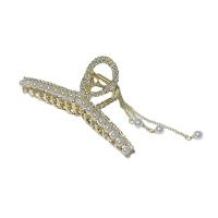 Hair Claw Clips, Zinc Alloy, with Plastic Pearl, fashion jewelry & enamel & with rhinestone 