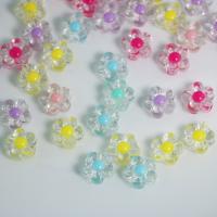 Frosted Acrylic Beads, Flower, color-lined, DIY, mixed colors, 12mm, Approx 