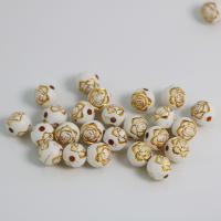 Gold Accent Acrylic Beads, Round, DIY, 8mm, Approx [