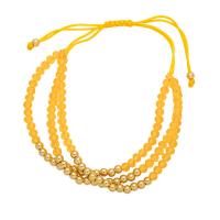 Crystal Bracelets, Brass, with Nylon Cord & Crystal, Round, Vacuum Ion Plating, three layers & fashion jewelry cm 