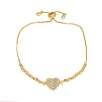 Cubic Zirconia Micro Pave Brass Bracelet, Heart, Vacuum Ion Plating, fashion jewelry & micro pave cubic zirconia cm 