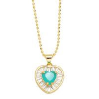Cubic Zircon Micro Pave Brass Necklace, Heart, Vacuum Ion Plating, fashion jewelry & micro pave cubic zirconia cm 
