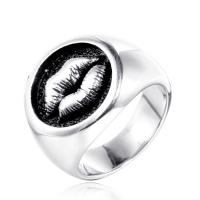 Titanium Steel Finger Ring, Lip, punk style & for man, original color, 18mm, US Ring 