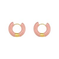 Stainless Steel Huggie Hoop Earring, 304 Stainless Steel, Donut, Vacuum Ion Plating & for woman & enamel 
