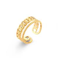Stainless Steel Finger Ring, 304 Stainless Steel, 18K gold plated, adjustable & for woman & hollow, US Ring 