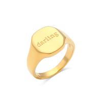 Stainless Steel Finger Ring, 304 Stainless Steel, 18K gold plated  & with letter pattern & for woman, US Ring 