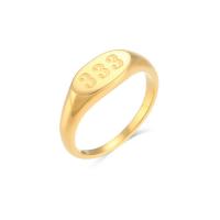 Stainless Steel Finger Ring, 304 Stainless Steel, 18K gold plated, with number pattern  & for woman, US Ring 