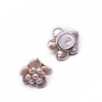 Boucles d'oreilles d'eau douce de Perle , perle d'eau douce cultivée, avec laiton, fleur, Placage, bijoux de mode & pour femme, 20mm, Vendu par paire