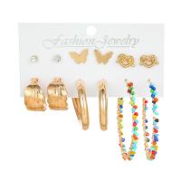 Zinc Alloy Drop Earring, Iron, with Zinc Alloy & Acrylic, gold color plated, 6 pieces & fashion jewelry & for woman & with rhinestone 