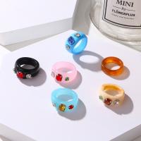 Resin Finger Ring, fashion jewelry & for woman & enamel & with rhinestone US Ring 