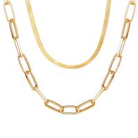 Fashion Multi Layer Necklace, Zinc Alloy, gold color plated, Double Layer & fashion jewelry & for woman, golden .8 cm 