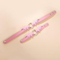 Fashion Choker Necklace, PU Leather, with Zinc Alloy, fashion jewelry & for woman, pink 
