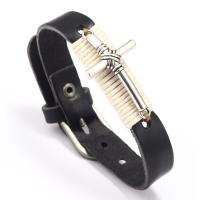 Cowhide Bracelets, with Wax Cord & Zinc Alloy, handmade, fashion jewelry & Unisex 12mm .5 cm 